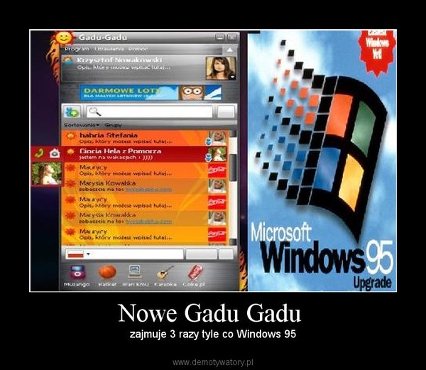 Nowe Gadu Gadu  – zajmuje 3 razy tyle co Windows 95 