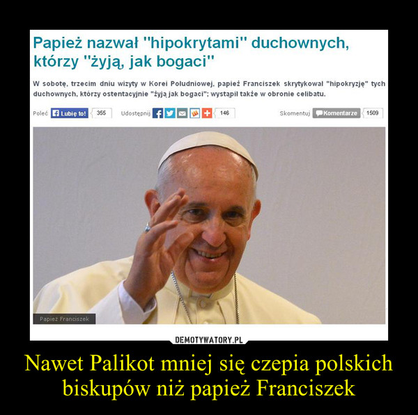 Nawet Palikot mniej się czepia polskich biskupów niż papież Franciszek
