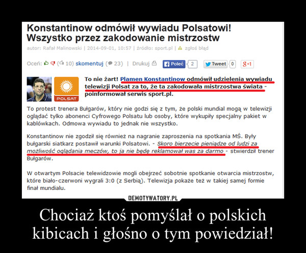 Chociaż ktoś pomyślał o polskich kibicach i głośno o tym powiedział! –  