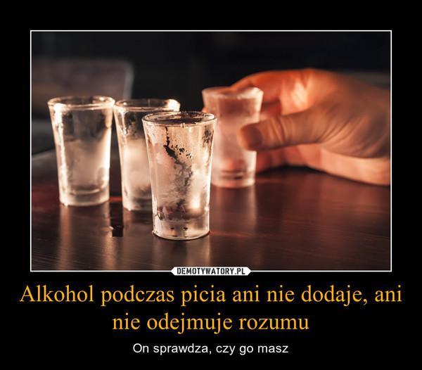 Alkohol podczas picia ani nie dodaje, ani nie odejmuje rozumu