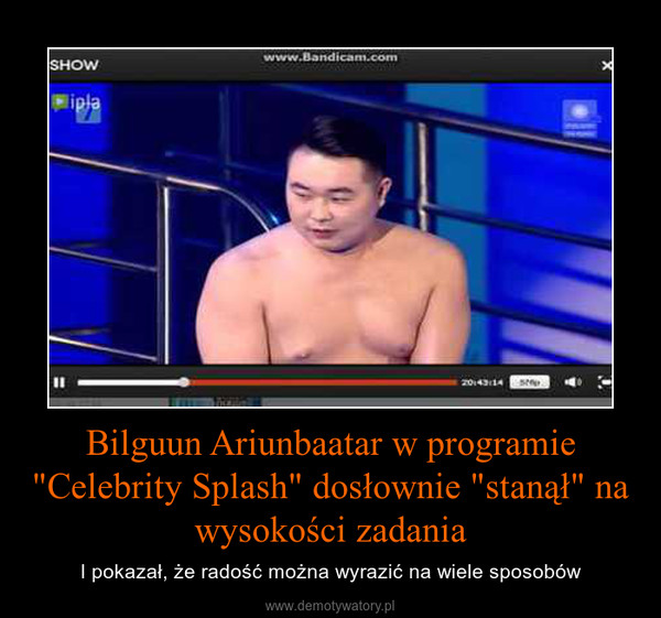 Bilguun Ariunbaatar w programie "Celebrity Splash" dosłownie "stanął" na wysokości zadania – I pokazał, że radość można wyrazić na wiele sposobów 