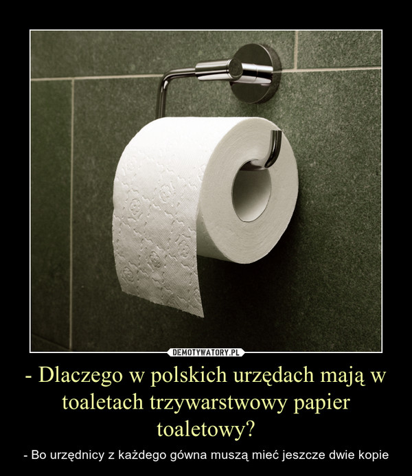 - Dlaczego w polskich urzędach mają w toaletach trzywarstwowy papier toaletowy?