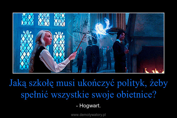 Jaką szkołę musi ukończyć polityk, żeby spełnić wszystkie swoje obietnice? – - Hogwart. 