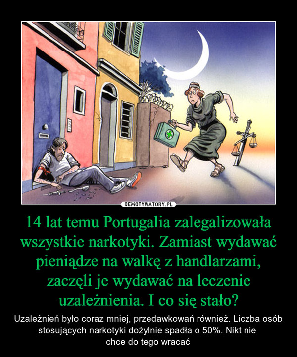 14 lat temu Portugalia zalegalizowała wszystkie narkotyki. Zamiast wydawać pieniądze na walkę z handlarzami, zaczęli je wydawać na leczenie uzależnienia. I co się stało?