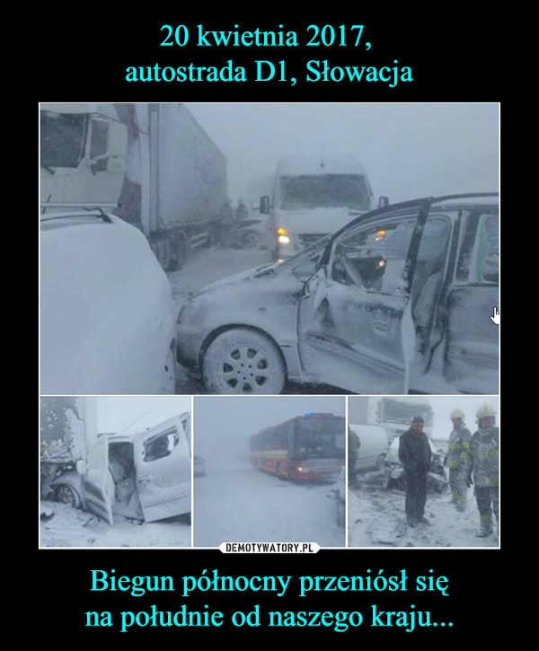 20 kwietnia 2017, 
autostrada D1, Słowacja Biegun północny przeniósł się
na południe od naszego kraju...