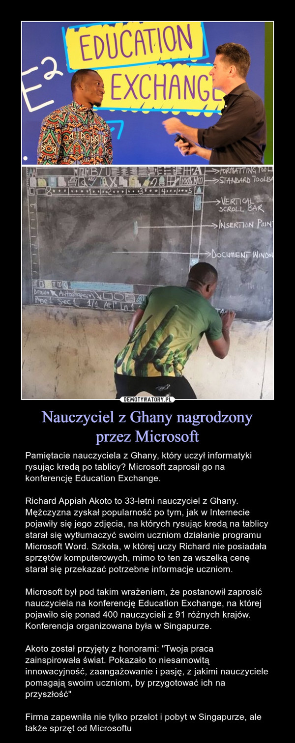 Nauczyciel z Ghany nagrodzony
przez Microsoft