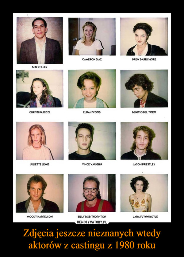 Zdjęcia jeszcze nieznanych wtedy aktorów z castingu z 1980 roku