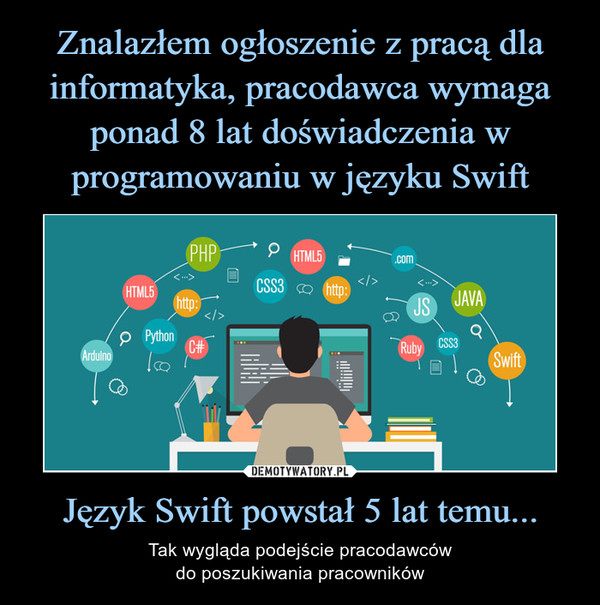 Język Swift powstał 5 lat temu... – Tak wygląda podejście pracodawcówdo poszukiwania pracowników 