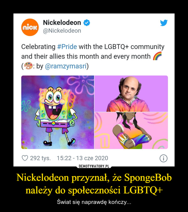 Nickelodeon przyznał, że SpongeBob należy do społeczności LGBTQ+ – Świat się naprawdę kończy... 