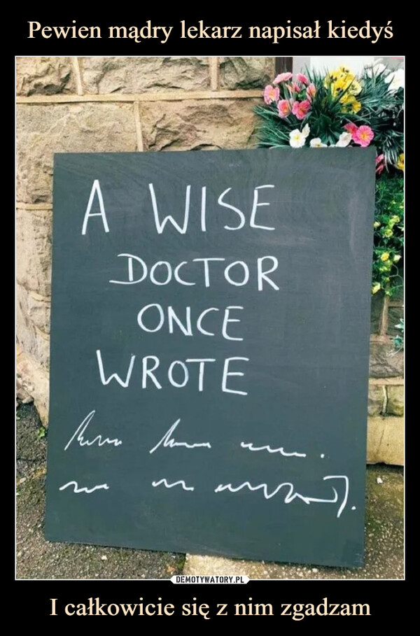 Pewien mądry lekarz napisał kiedyś I całkowicie się z nim zgadzam