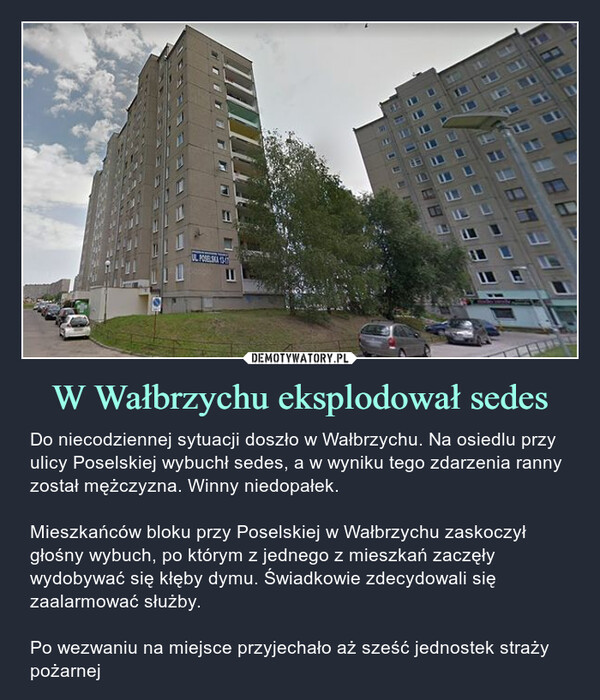 W Wałbrzychu eksplodował sedes