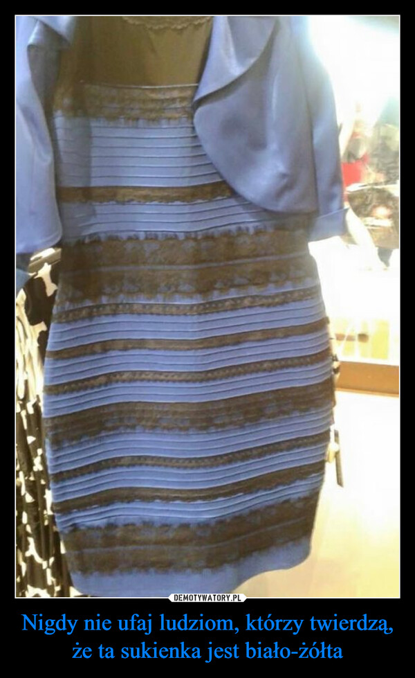 Nigdy nie ufaj ludziom, którzy twierdzą, że ta sukienka jest biało-żółta –  