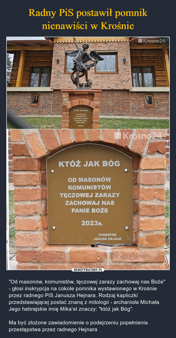 Radny PiS postawił pomnik nienawiści w Krośnie